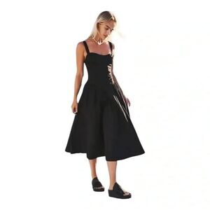 Free People Free-est Paolo Midi Dress Black Size Med.